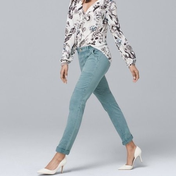 White House Black Market Pants - WHBM straight crop pants teal